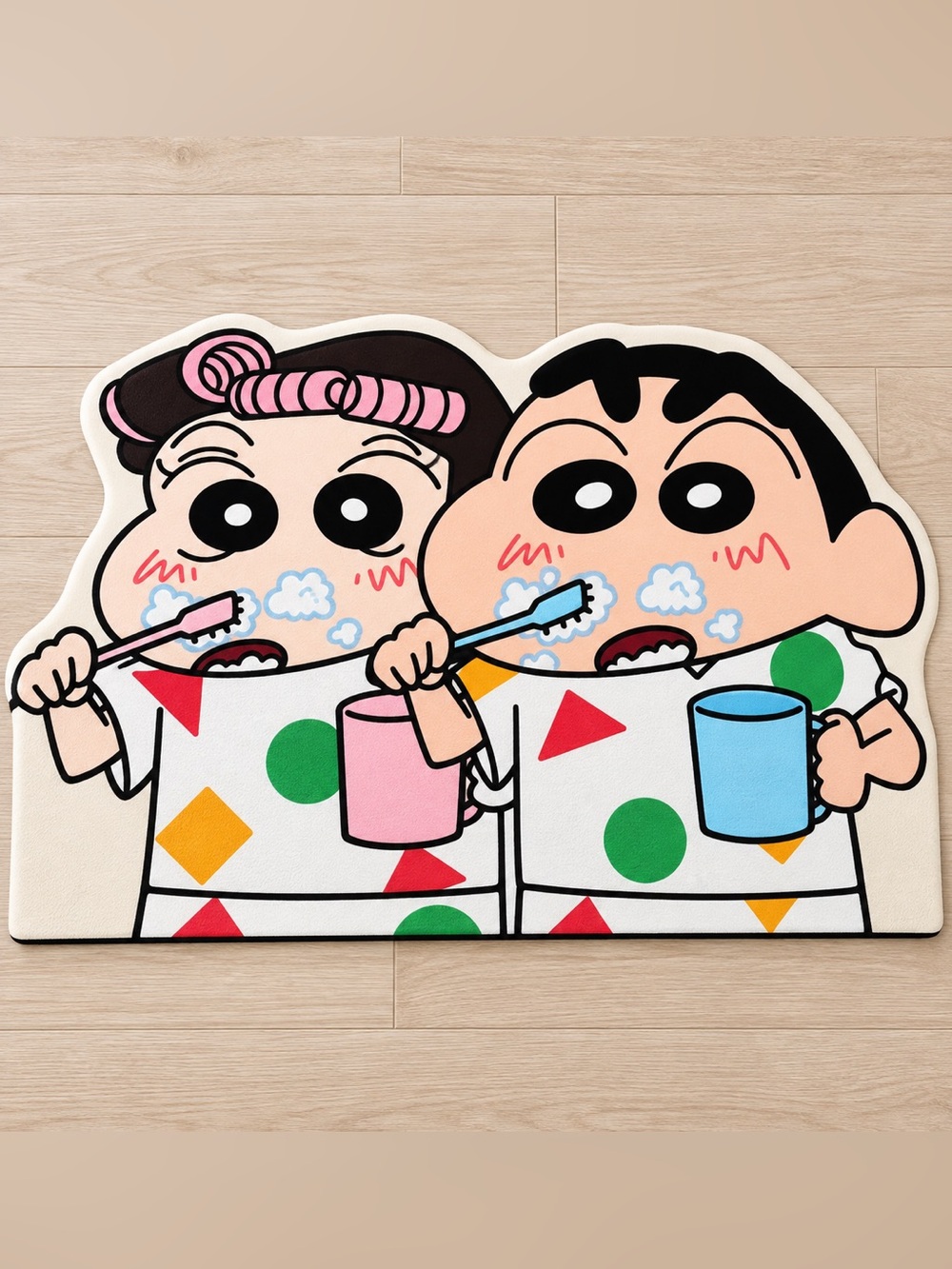 Crayon shichan Cartoon Toothbrushing Bath Mat - Pink & Blue